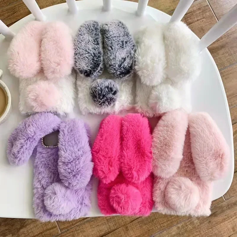 Realme Note 50 - Coque de téléphone en peluche lapin,