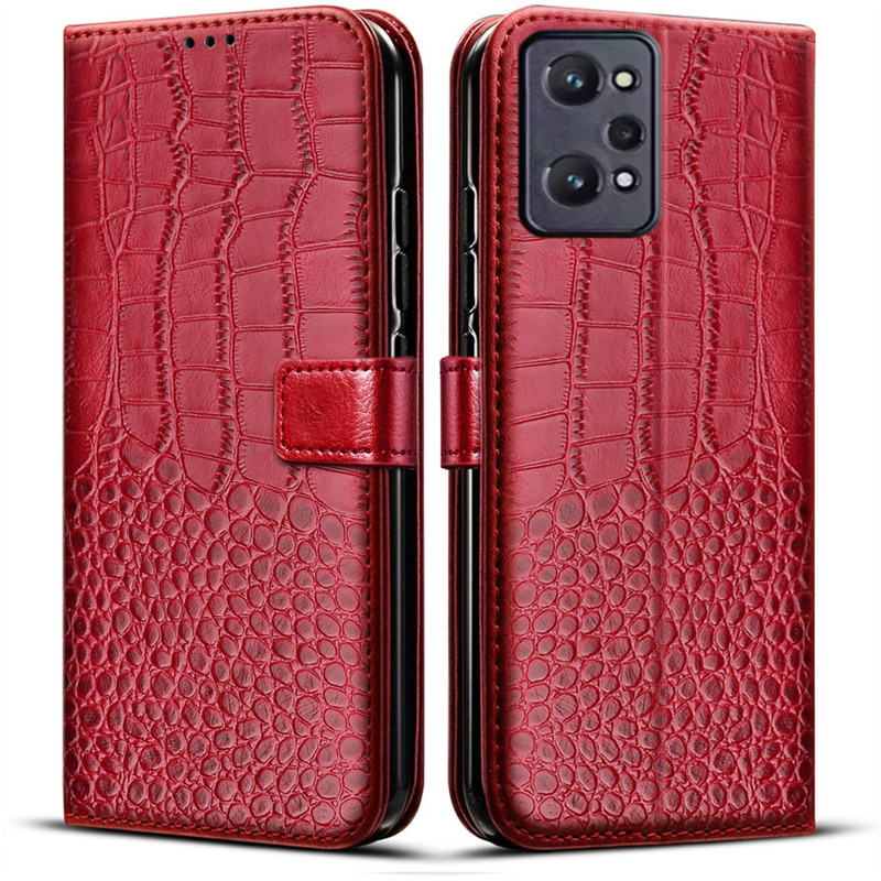 Realme Gt 6 - Étui portefeuille de luxe en cuir